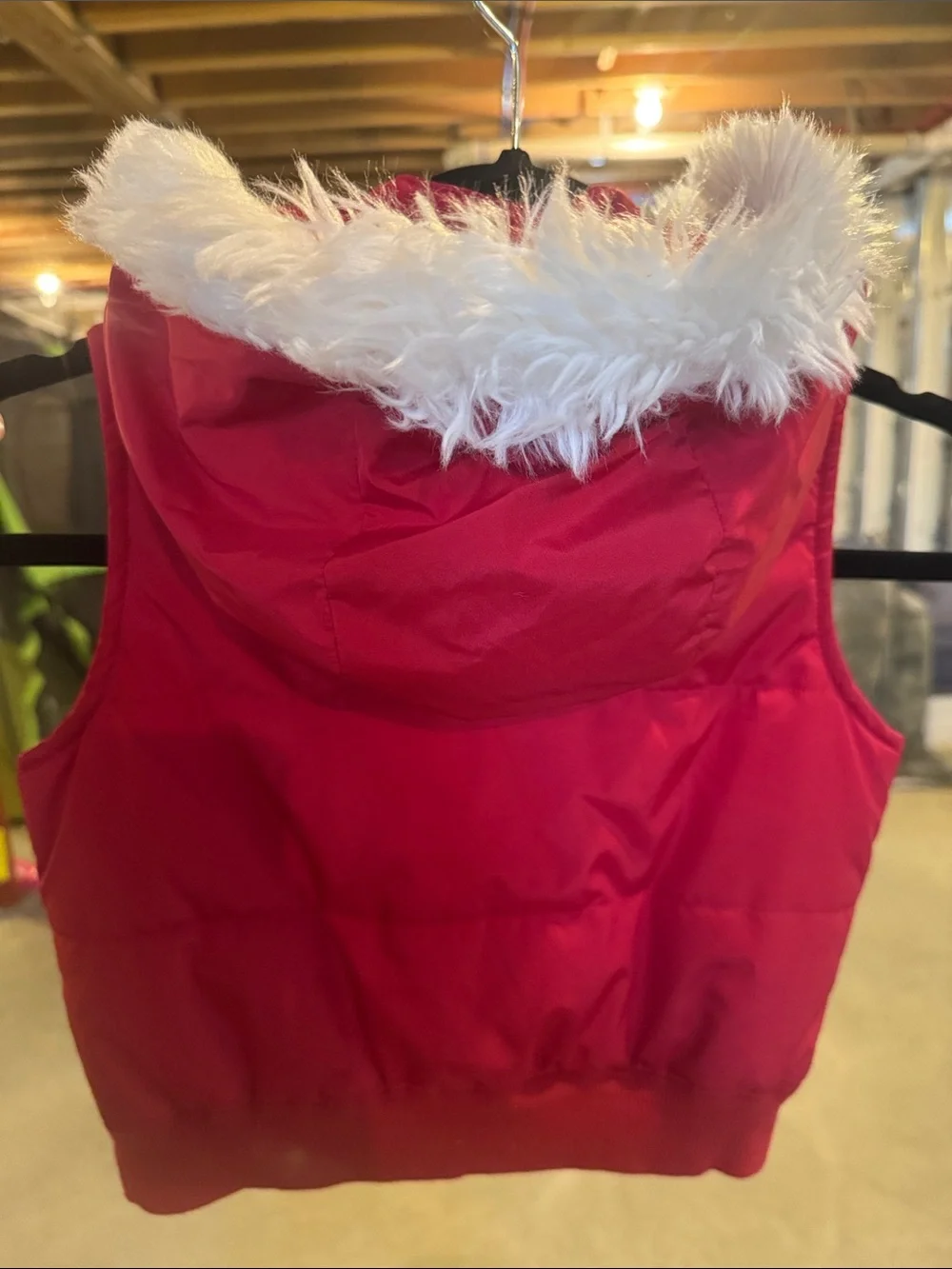 Gymboree Red Hooded Faux-Fur Trim Puffer Vest